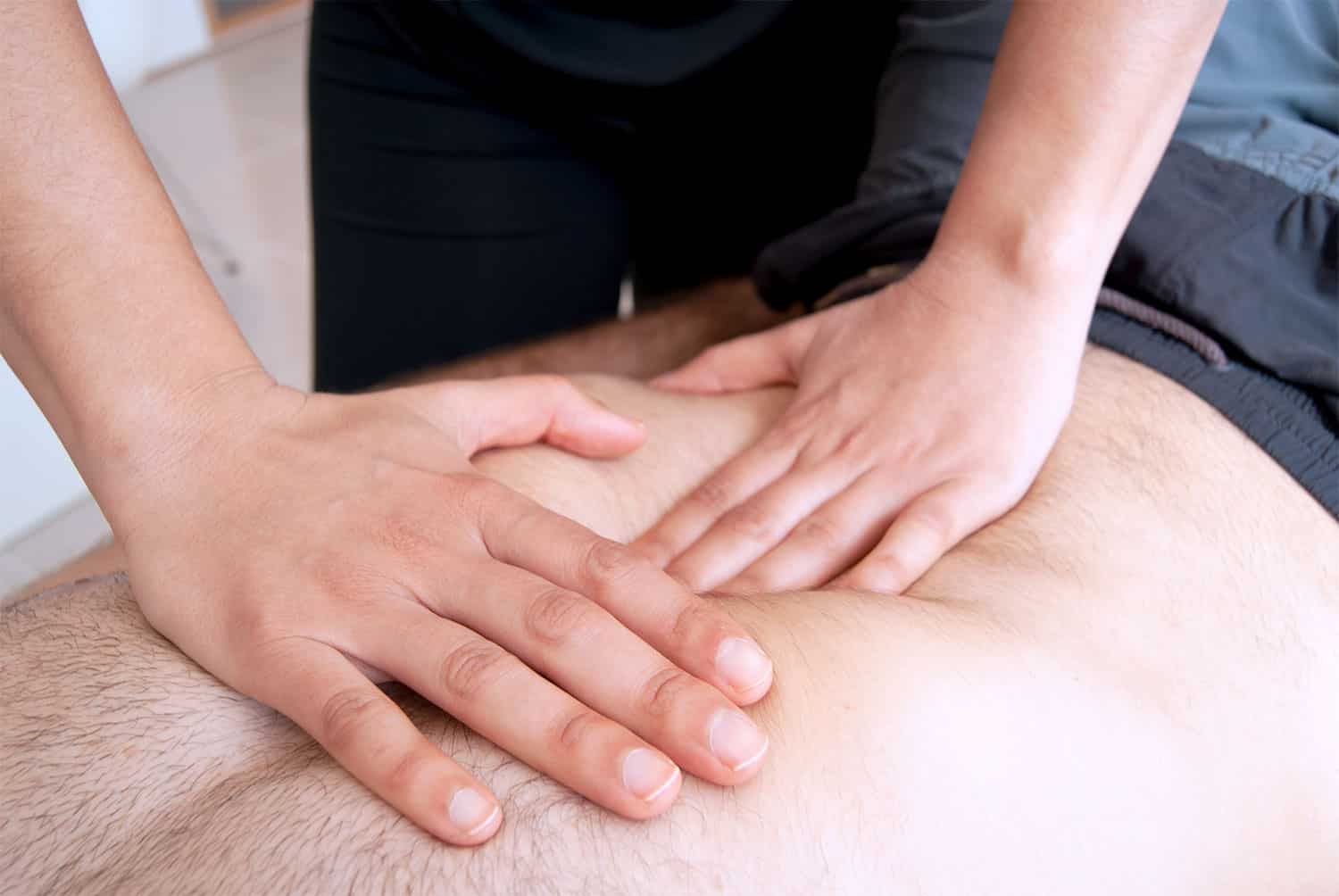 Visceral osteopathy technique on the abdomen